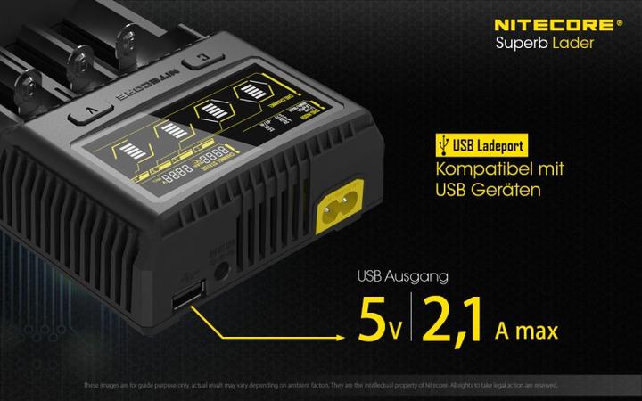 Actual product image Nitecore SC4 - Quick charger (1 pcs., 14500, 16340, 18650, 26650, Battery + charger)