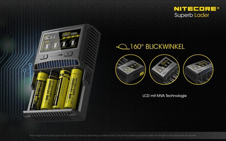 Actual product image Nitecore SC4 - Quick charger (1 pcs., 14500, 16340, 18650, 26650, Battery + charger)