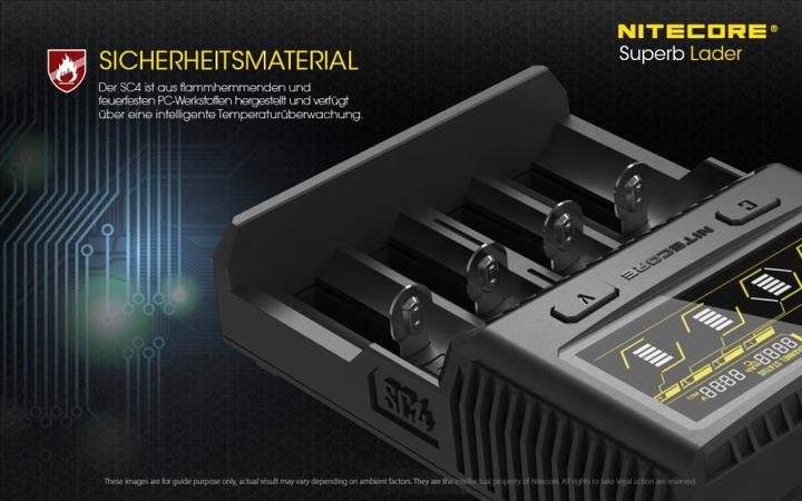 Actual product image Nitecore SC4 - Quick charger (1 pcs., 14500, 16340, 18650, 26650, Battery + charger)