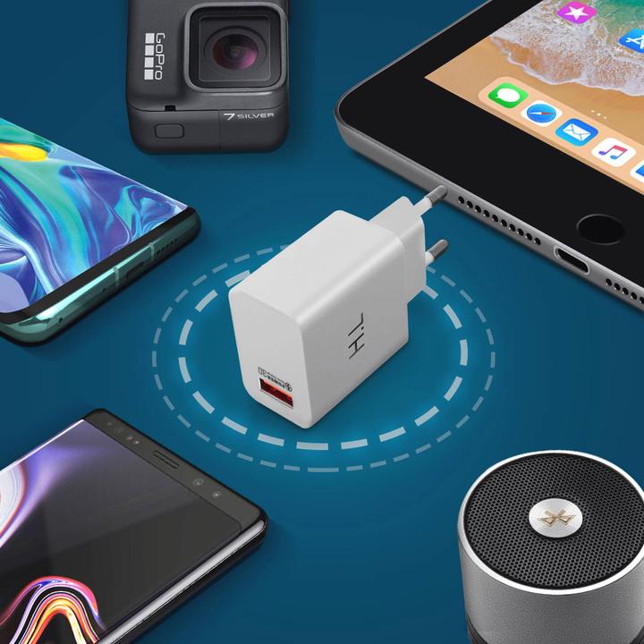 Actual product image Avizar Qualcomm Quick Charge 3.0 3A power adapter + USB-C cable (18 W)