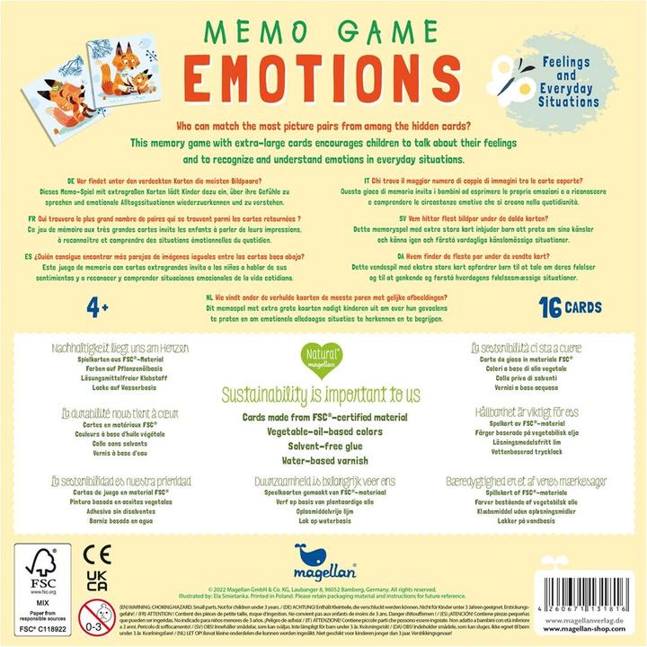 Nährwerte und Zutaten Memo Game - Emotions (Englisch)