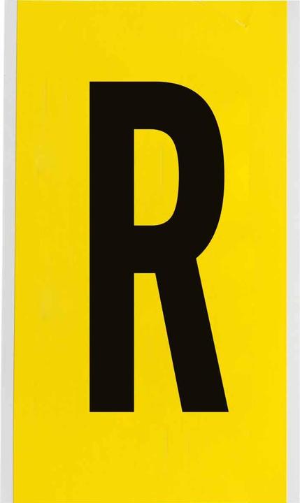 Image du produit Brady 3470-R, B-499, tissu en nylon, lettre R, noir sur jaune, 127 x 228mm, hauteur des caractères
