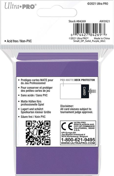 Produktbild Ultra Pro Purple PRO Matte Deck Protector Small