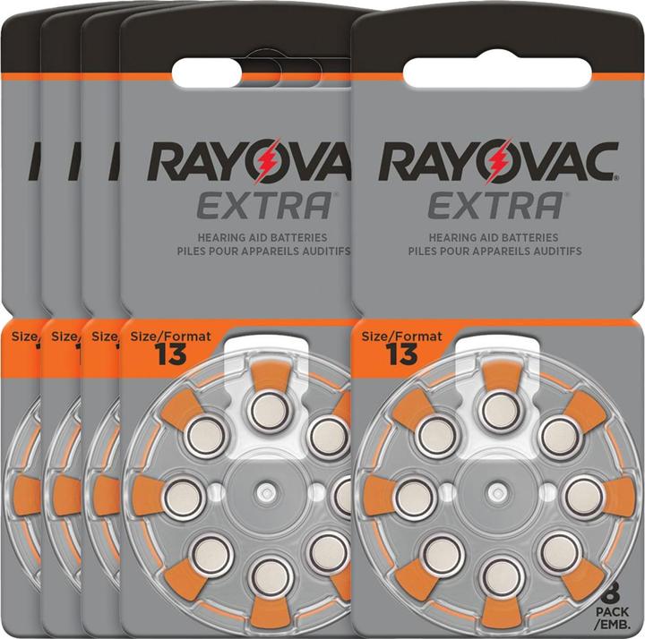 Image du produit Rayovac Lot de 5 piles pour aides auditives Type 13, orange, Zn/air 1,45 volt 290 mAh, pack de 40 (40 pcs, 310 mAh)