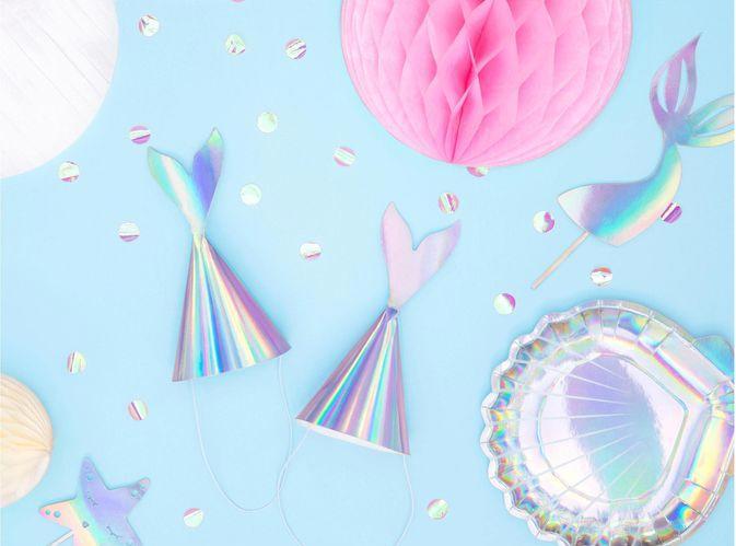 Actual product image Partydeco Party hats mermaid iridescent, 18 x 8 cm, 6 pieces
