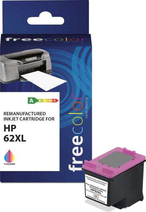 Immagine prodotto Freecolor Cartuccia HP 62XL a colori BK/C/M/Y rigenerata (M, C, Y)