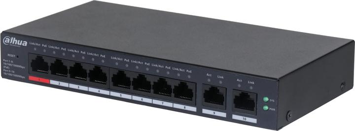 Actual product image Dahua Switch||CS4010-8GT-110|Type L2|Desktop/pedestal|8x10Base-T / 100Base-TX / 1000Base-T|PoE ports 8|DH- (10 Ports)