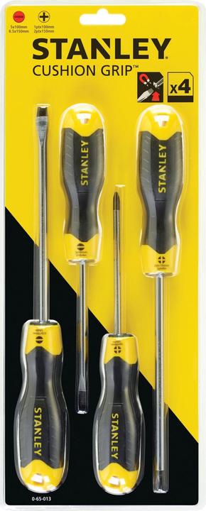 Actual product image Stanley CushionGrip screwdriver set 4 pieces slotted, Phillips (Slotted screws, Phillipps cross recess (PH))
