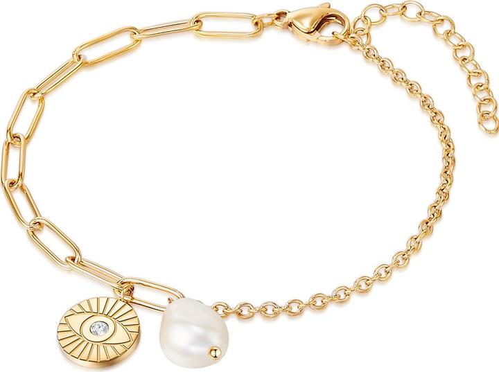 Produktbild Valero Pearls Damen Edelstahl Preciosa Süsswasser-Zuchtperle Gelbgold 17,0 cm Grundlänge + 3,0 cm (17 cm, Edelstahl)