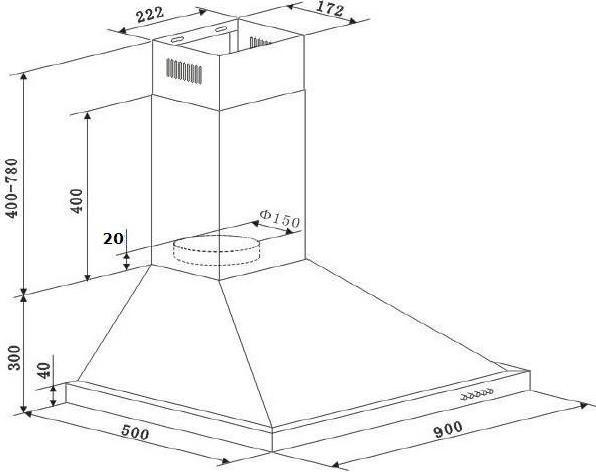 Actual product image PKM Cooker hood 9090-2H (Wall hood)