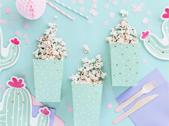 Produktbild Partydeco Popcornschachtel - Mint mit Punkten (6 Stück) (6 x)