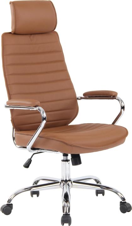 Image du produit CLP Chaise de bureau Rako cuir véritable marron clair