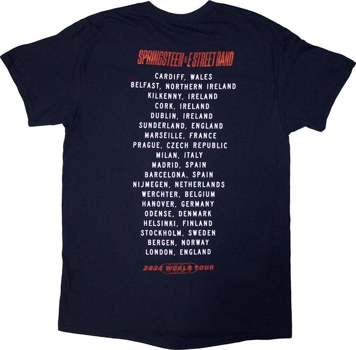 Immagine prodotto Bruce Springsteen Tour '24 Maglietta Foto di Chitarra Stampa posteriore Adulto Unisex (S)