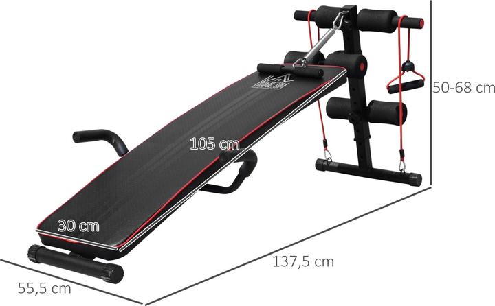 Actual product image Homcom Sit up bench abdominal trainer, adjustable, 137.5x55.5x50-68cm 120 kg load capacity
