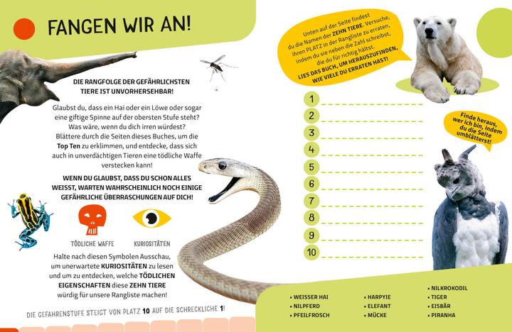 Actual product image National Geographic Die tödlichsten Tiere. Ein aufregendes Count-Down der gefährlichsten Tiere (Top Ten) (German, Cristina Banfi, Massimo Miato, 2024)