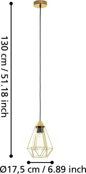 Immagine prodotto EGLO Lampada a sospensione TARBES 1x E27 Ottone spazzolato (E27, 0 lm)