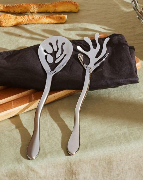 Actual product image Alessi MEDITERRANEO salad servers, silver colour (Salad servers)