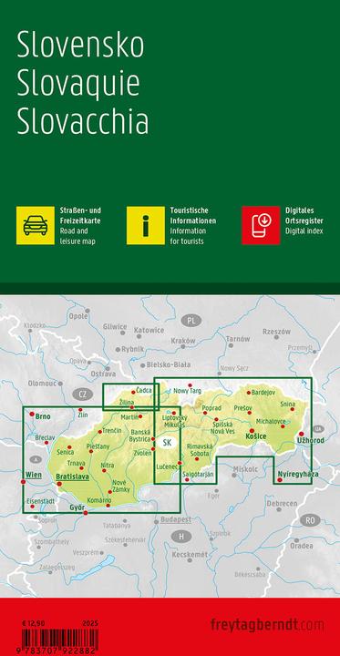 Actual product image Slovakia, road and leisure map 1:200,000, freytag & berndt