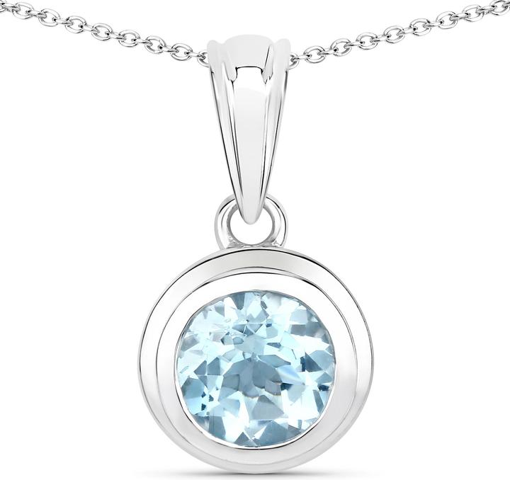 Image du produit Xen Pendentif et chaîne Topaze bleue Solitaire 45 cm 925 argent (Argent sterling 925, 45 cm)