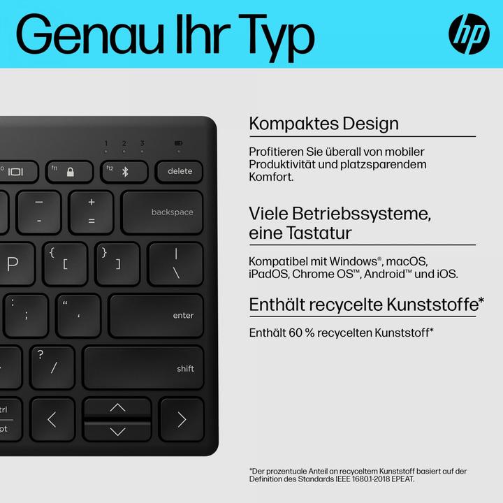 Productafbeelding HP 355 Compact Bluetooth-toetsenbord voor meerdere apparaten (NL, Draadloze)