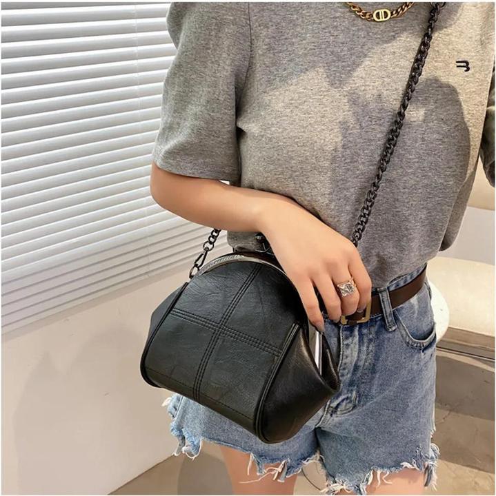 Image du produit Only-Bags.Store Chain Design Shoulder Bag High Quality PU Leather Messenger Bags Solid Colour Designer Purse