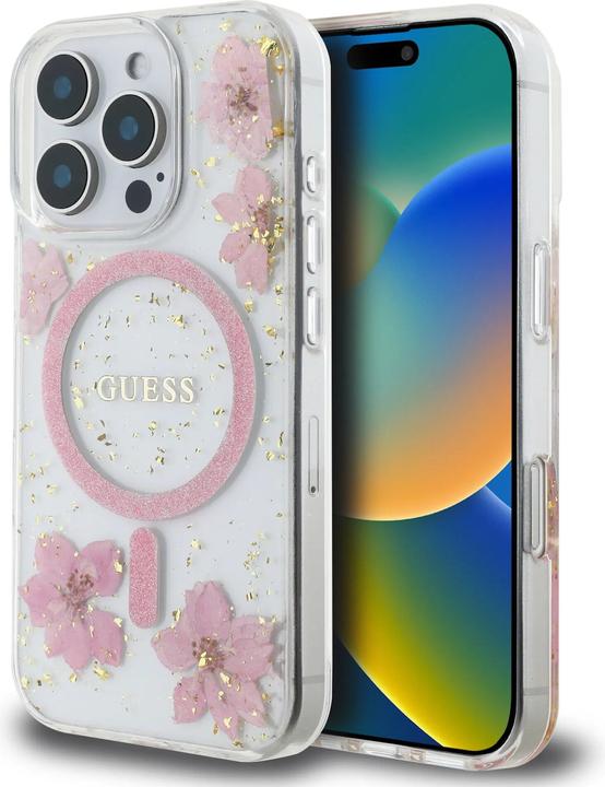 Guess Hard Case With Resin Flowers Design (Apple iPhone 16 Pro Max)