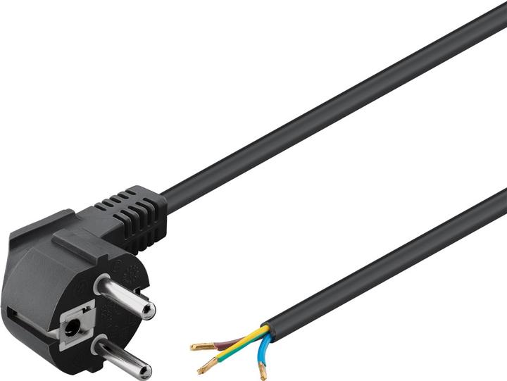 Actual product image Goobay protective contact cable angled for assembly, 2 m, black (2 m)