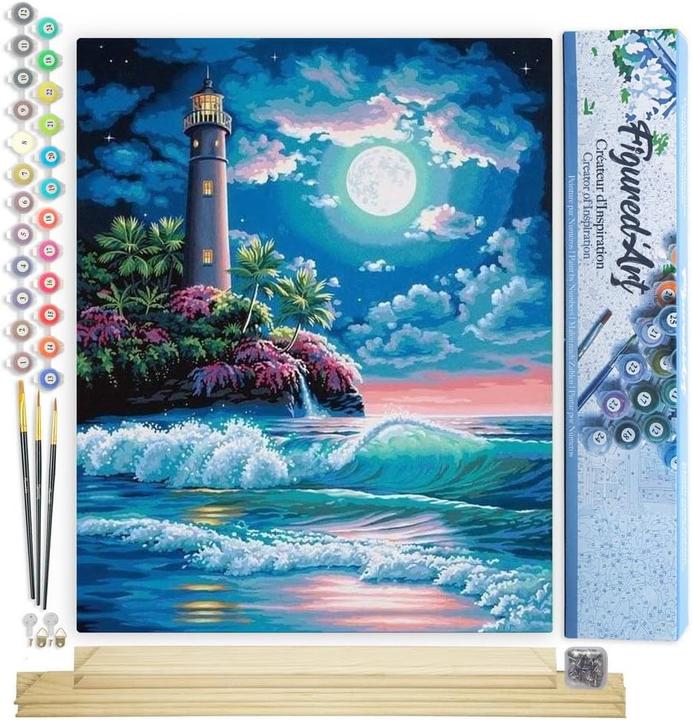 Image du produit Figured'Art Peinture par numéros - Phare sous la pleine lune