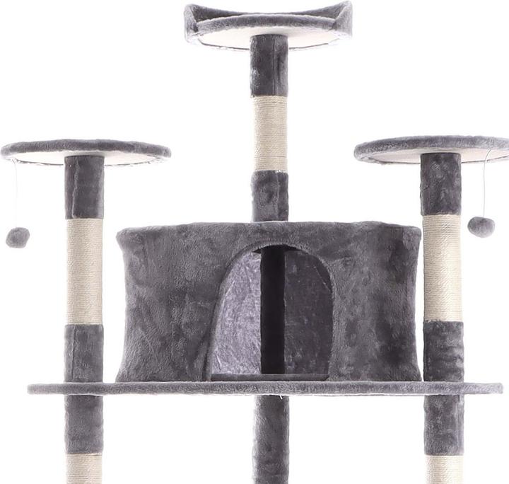 Produktbild Wiltec Eck-Kratzbaum Grau 210cm Katzenkratzbaum Katzenbaum Kletterbaum Katze (210 cm, Grau)