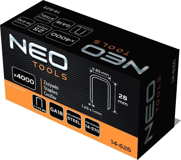 Image du produit Neo Agrafes galvanisées pour agrafeuse pneumatique (14-570), GA18, type 90 (4K), longueur 28 mm, 4000 s (1 x)