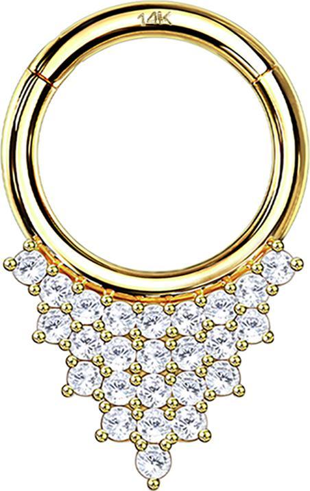 Produktbild Star Piercing Micro Segmentring klappbar 14k gold Dreiecksplatten mit Kristallen (14k Gold, ohne Messing)