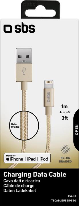 Image du produit SBS Câble de charge et de transfert de données Apple Lightning - Collection Or (1 m, USB 2.0)
