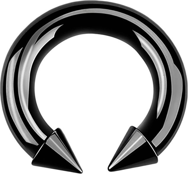 Star Piercing Circular Barbell Innengewinde schwarz mit zwei Cones (ohne Messing, Chirurgenstahl 316L)