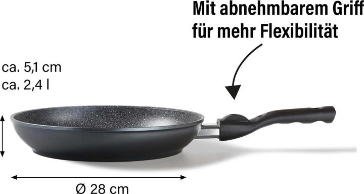 Actual product image Stoneline Frying pan 28cm, Made in Germany with removable handle, induction and non-stick coated (28 cm, Frying pan, Aluminium)