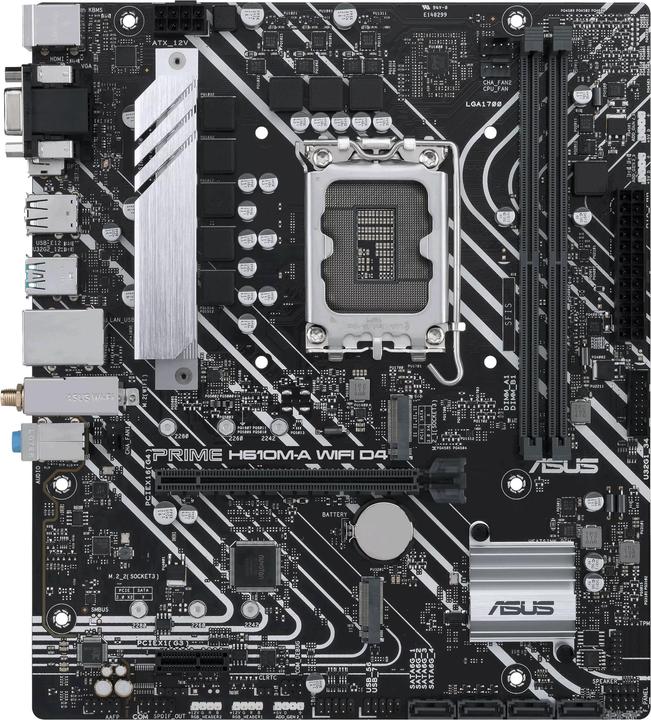 Actual product image ASUS MB PRIME -A WIFI Intel,1700,DDR4,mATX (LGA 1700, Intel H610, mATX)