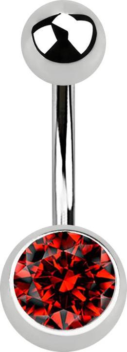 Produktbild Star Piercing Banane silber mit Kugel und Kugel Kristall rot (Chirurgenstahl 316L, ohne Messing)