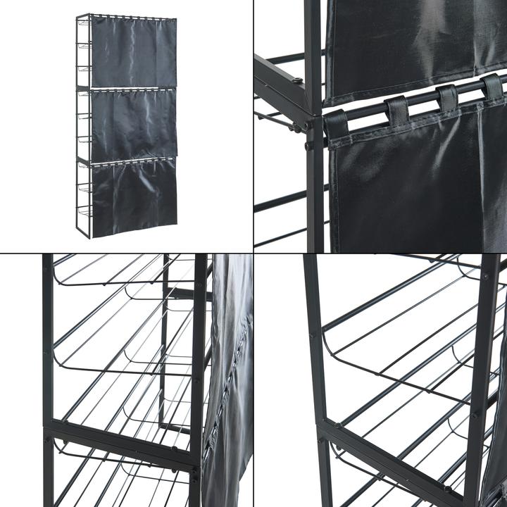 Produktbild En.Casa Schuhregal Sel mit Vorhang 3er Set Schwarz (80 x 32 x 60 cm)
