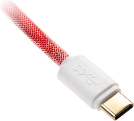 Actual product image Ducky Premicord Apple Red Spiral Cable, USB Type C to Type A - 1.8m (1.80 m, USB 2.0)