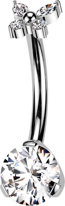 Produktbild Star Piercing Threadless Banane silber einfacher Schmetterling silber Kristalle silber und Kristall silber gefasst (ohne Messing, Titan G23)