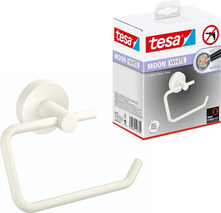 Image du produit tesa MOON WHITE Support de rouleau de papier toilette avec solution adhésive sans perçage