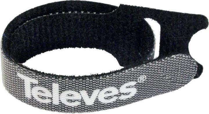 Produktbild Televes KBL Nylonklettband 10er-Pack schwarz -Logo B15/L250mm (Klettkabelbinder, 250 mm, 10 Stk.)