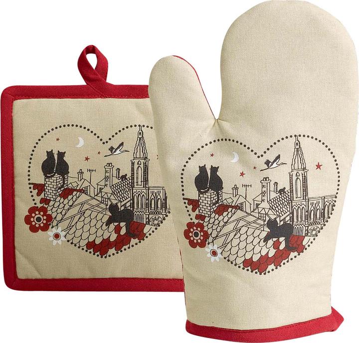 Actual product image Winkler Set gant/manique - Chats Coeur (Cover 100%cotton Filling 100%cotton filling.)