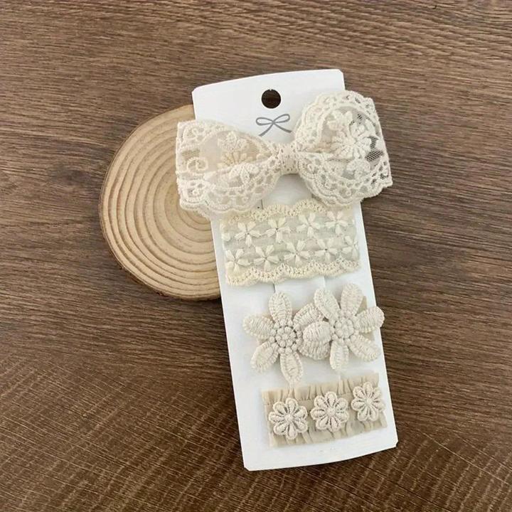 Activity Board Vintage Bohemian Lace Hair Clips Set für Frauen und Mädchen - 4pcs Fabric Bow Barrettes mit (4 Stk.)