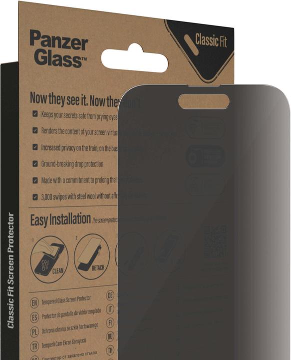 Produktbild PanzerGlass Classic Fit Privacy (1 Stück, Apple iPhone 14 Pro)