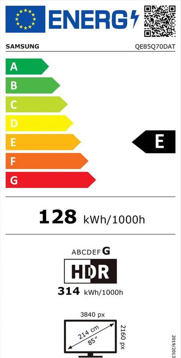 Label énergétique Samsung QE85Q70D (85", Q70D, QLED, 4K, 2024)