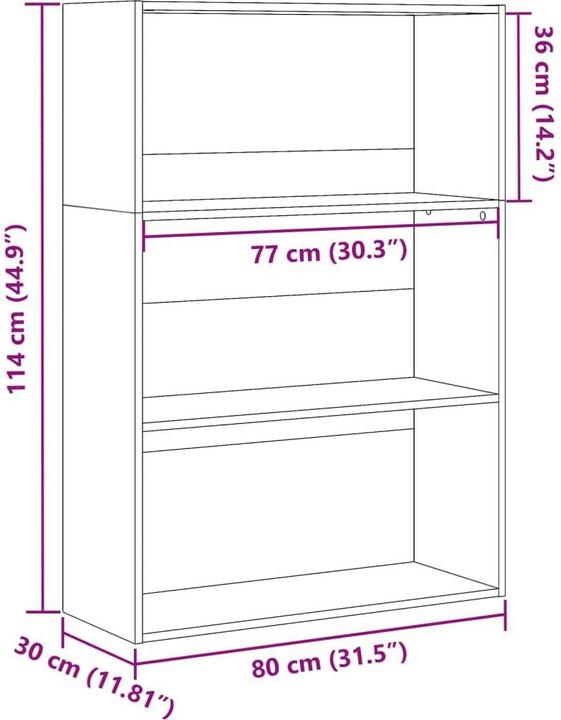 Produktbild VidaXL Bücherregal Standregal Büroregal Aktenregal Aufbewahrungsregal Schwarz (80 x 30 x 114 cm)
