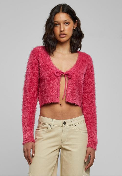 Actual product image Urban Classics Ladies Tied Cropped Feather Cardigan - 117653 (S)