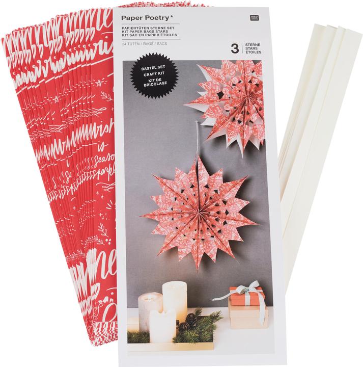 Actual product image Rico Design Paper bags star set "Merry Christmas", large, red