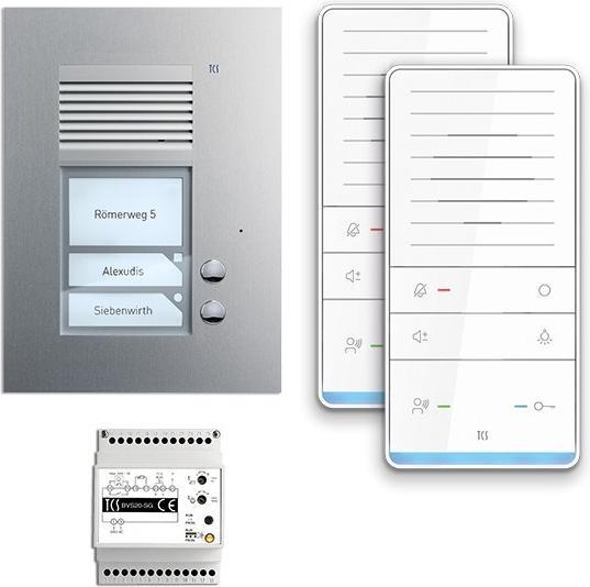 TCS Audio intercom set flush-mounted for 2 residential unit