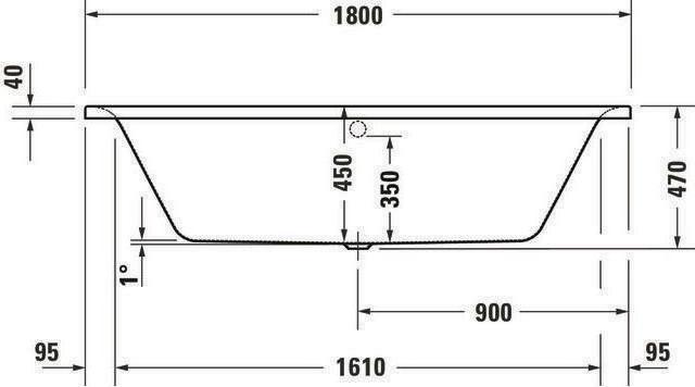 Actual product image Duravit Bathtub Soleil by Starck 180x80 rectangle two back slopes white (226 l, 180 cm, 80 cm)